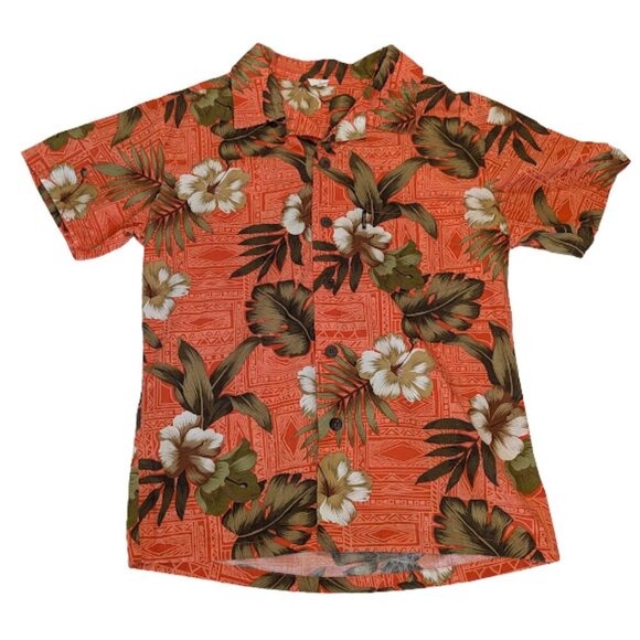 Palmwave Other - Palmwave of Hawaii Men's Button-Down Aloha Shirt Tropical Coral Orange – Size S